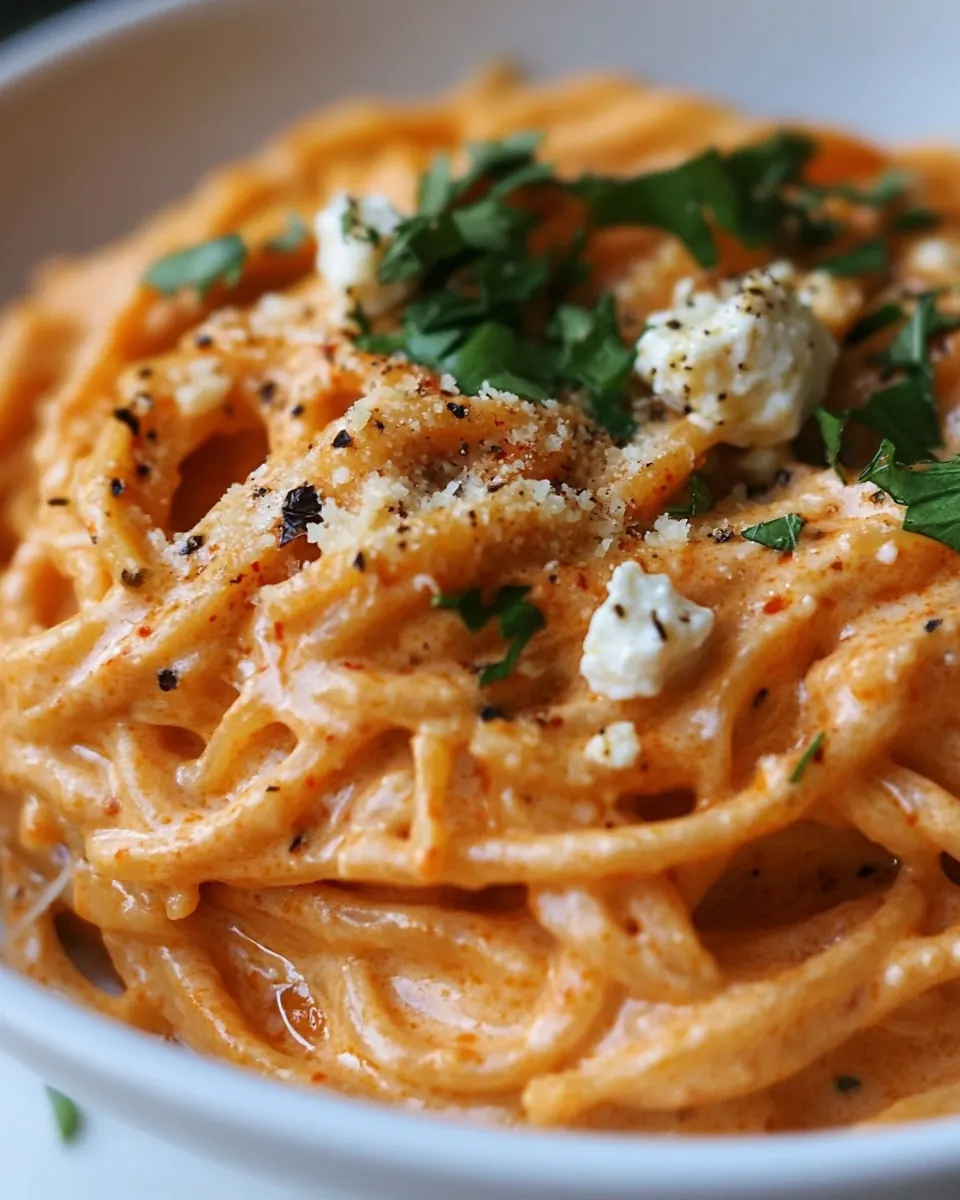 Roasted Red Pepper Goat Cheese Alfredo
