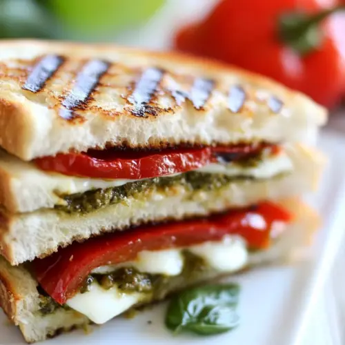 Roasted Red Pepper and Pesto Panini Sandwich