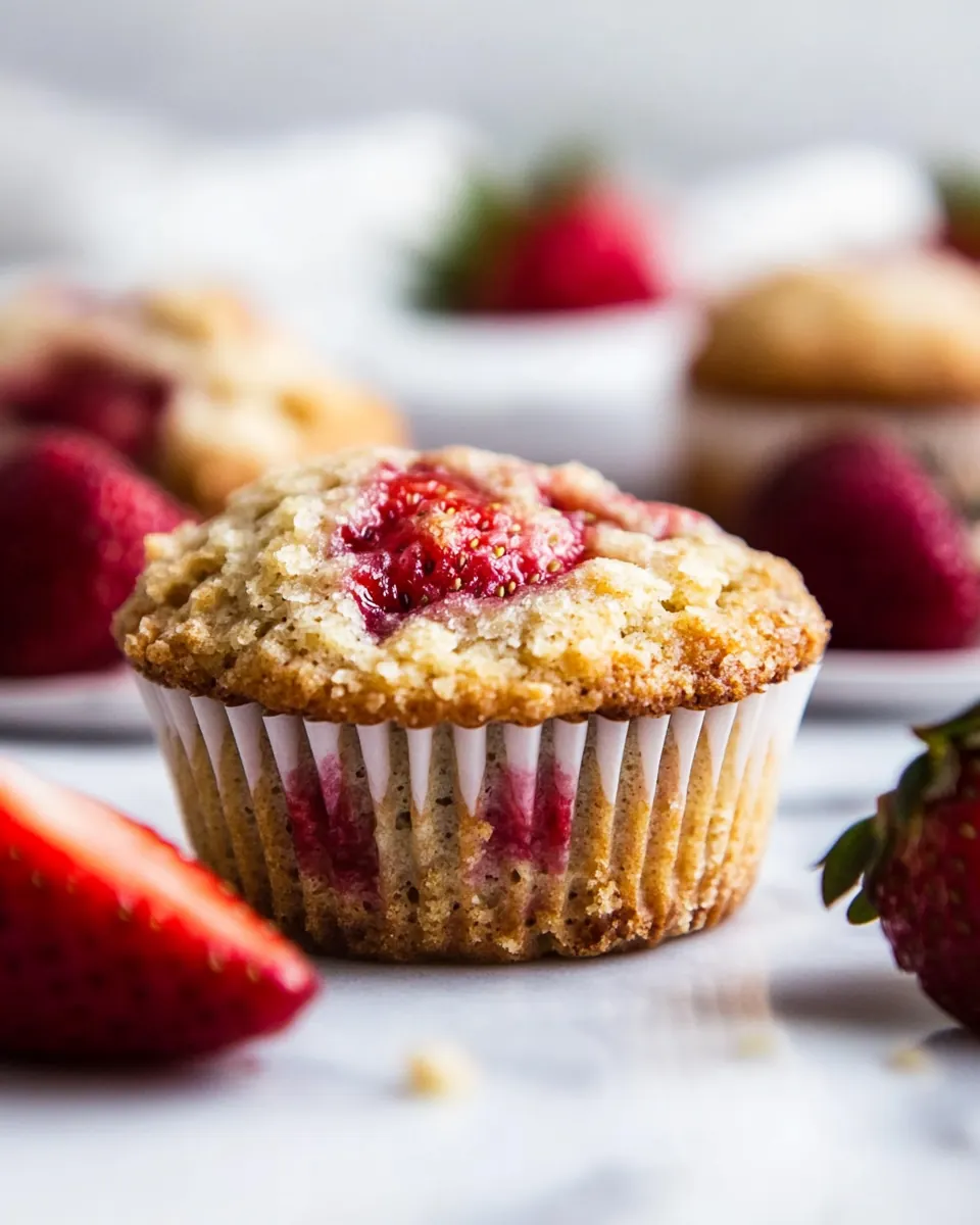 Roasted Strawberry Almond Flour Muffins