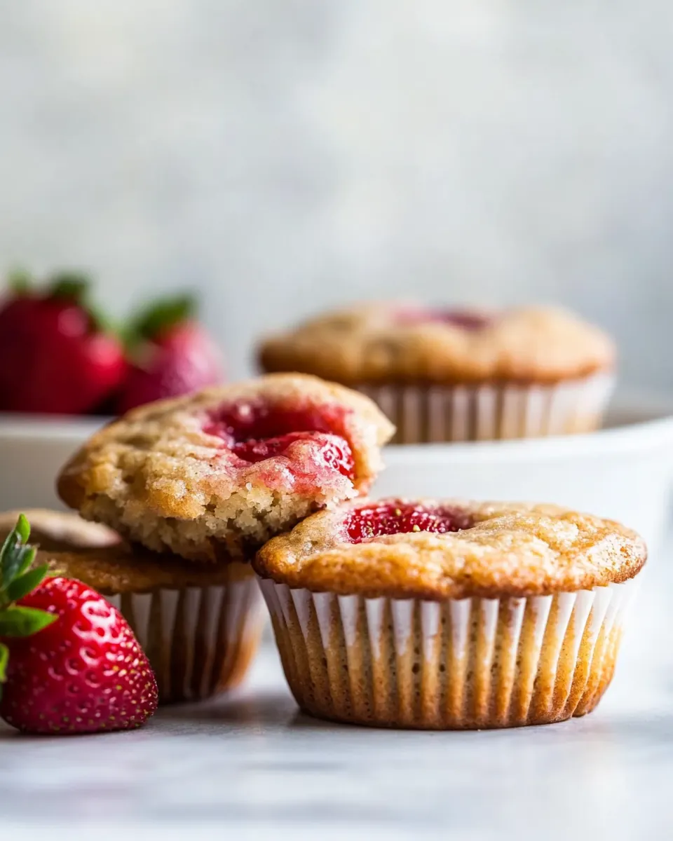 Roasted Strawberry Almond Flour Muffins
