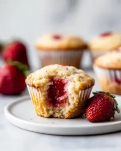 Roasted Strawberry Almond Flour Muffins