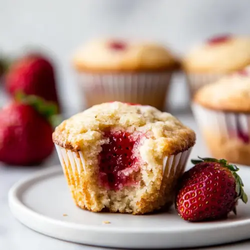 Roasted Strawberry Almond Flour Muffins