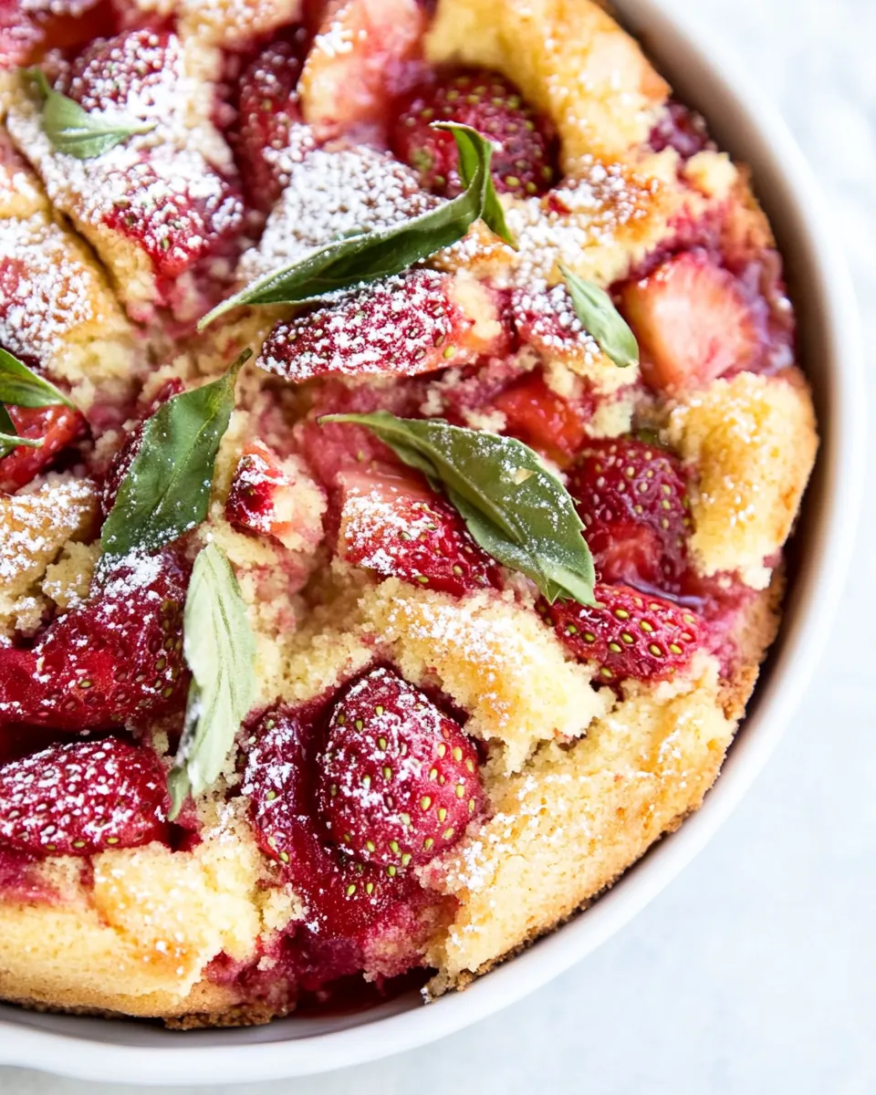 Roasted Strawberry Olive Oil Cake
