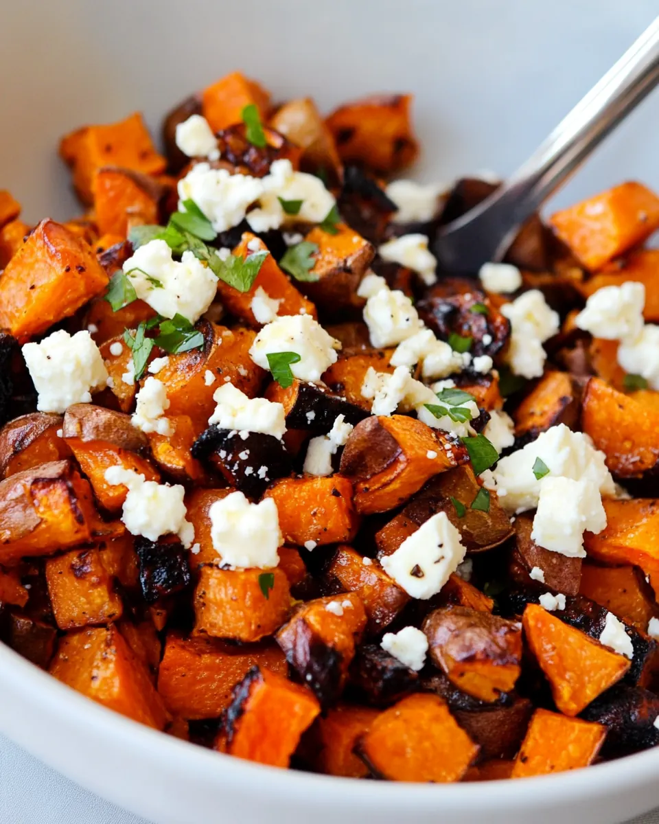 Roasted Sweet Potatoes with Feta