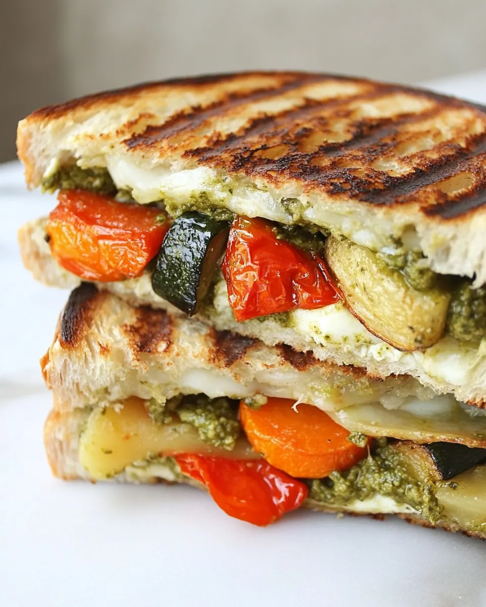 Roasted Vegetable Panini with Pesto