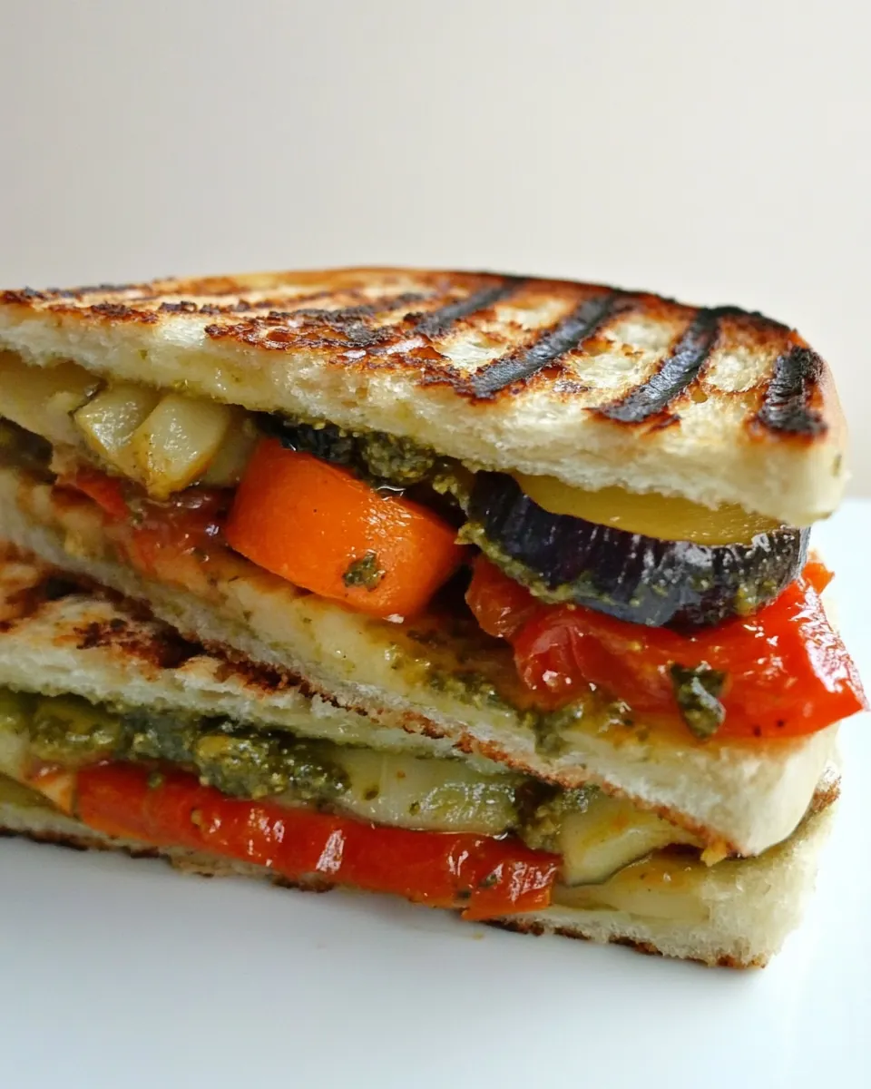 Roasted Vegetable Panini with Pesto
