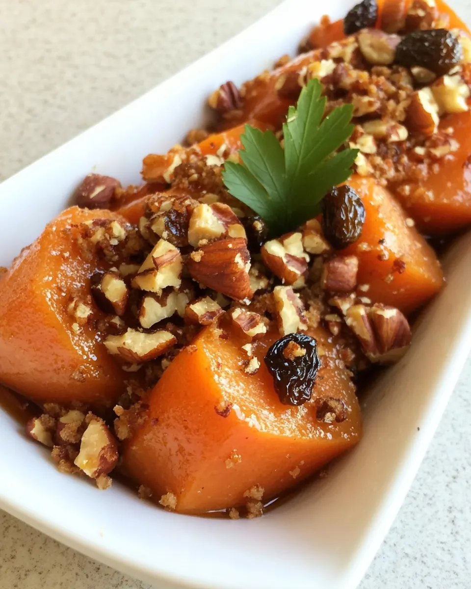 Roasted Yams with Honey Walnuts Raisins