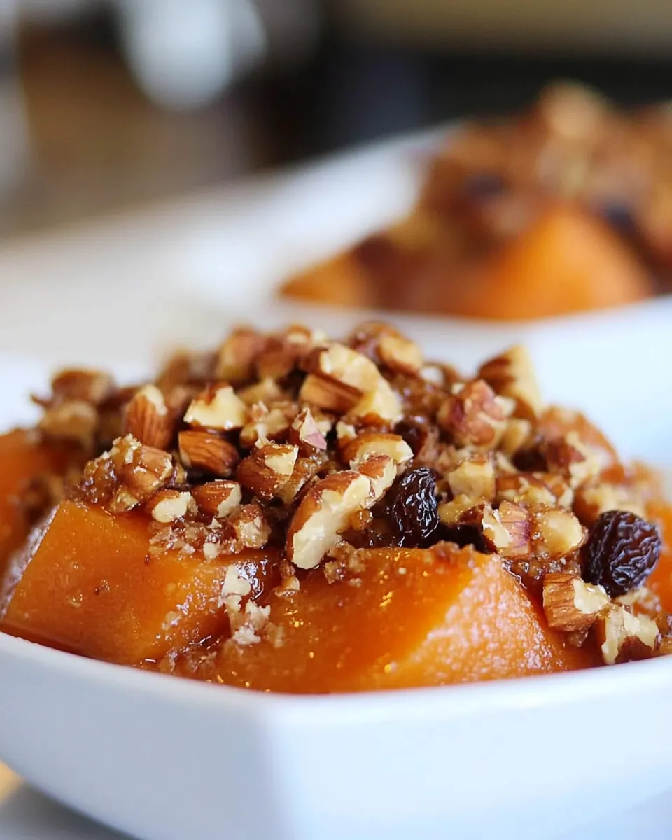 Roasted Yams with Honey Walnuts Raisins