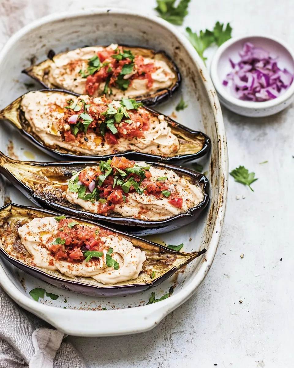 Roasted aubergines with harissa yoghurt