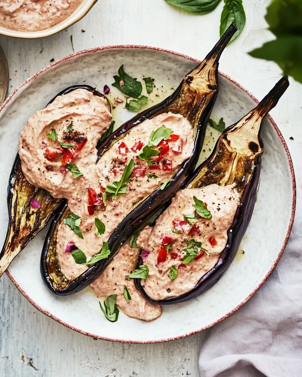 Roasted aubergines with harissa yoghurt