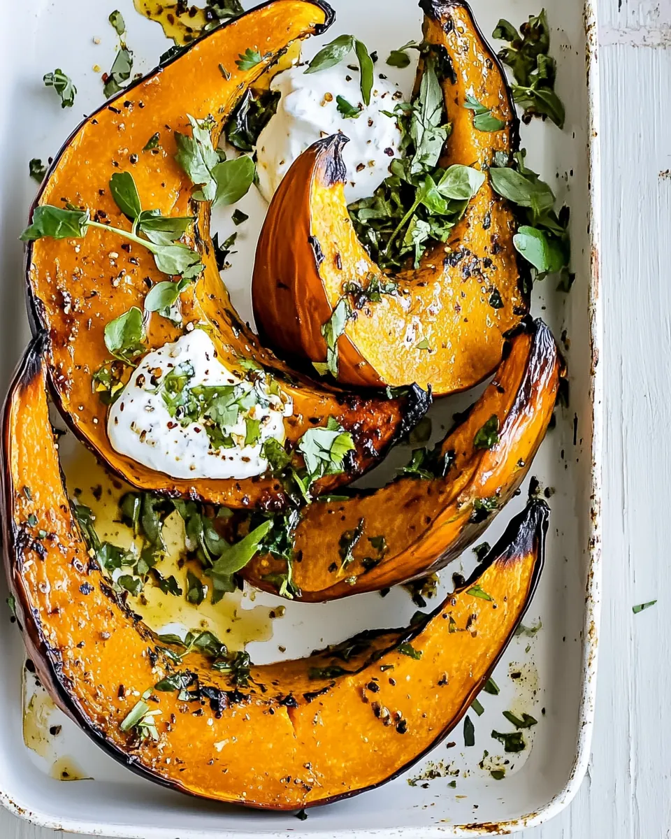 Roasted pumpkin with chilli yoghurt and coriander sauce