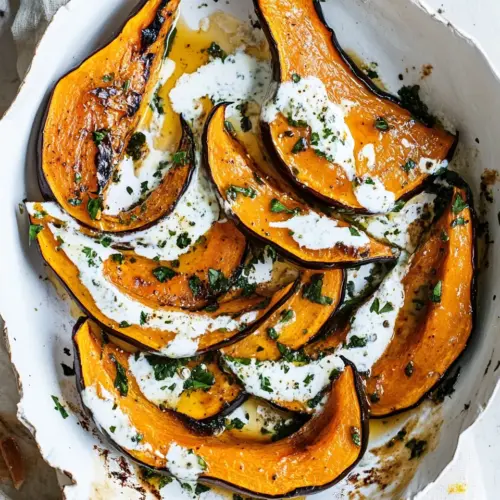 Roasted pumpkin with chilli yoghurt and coriander sauce