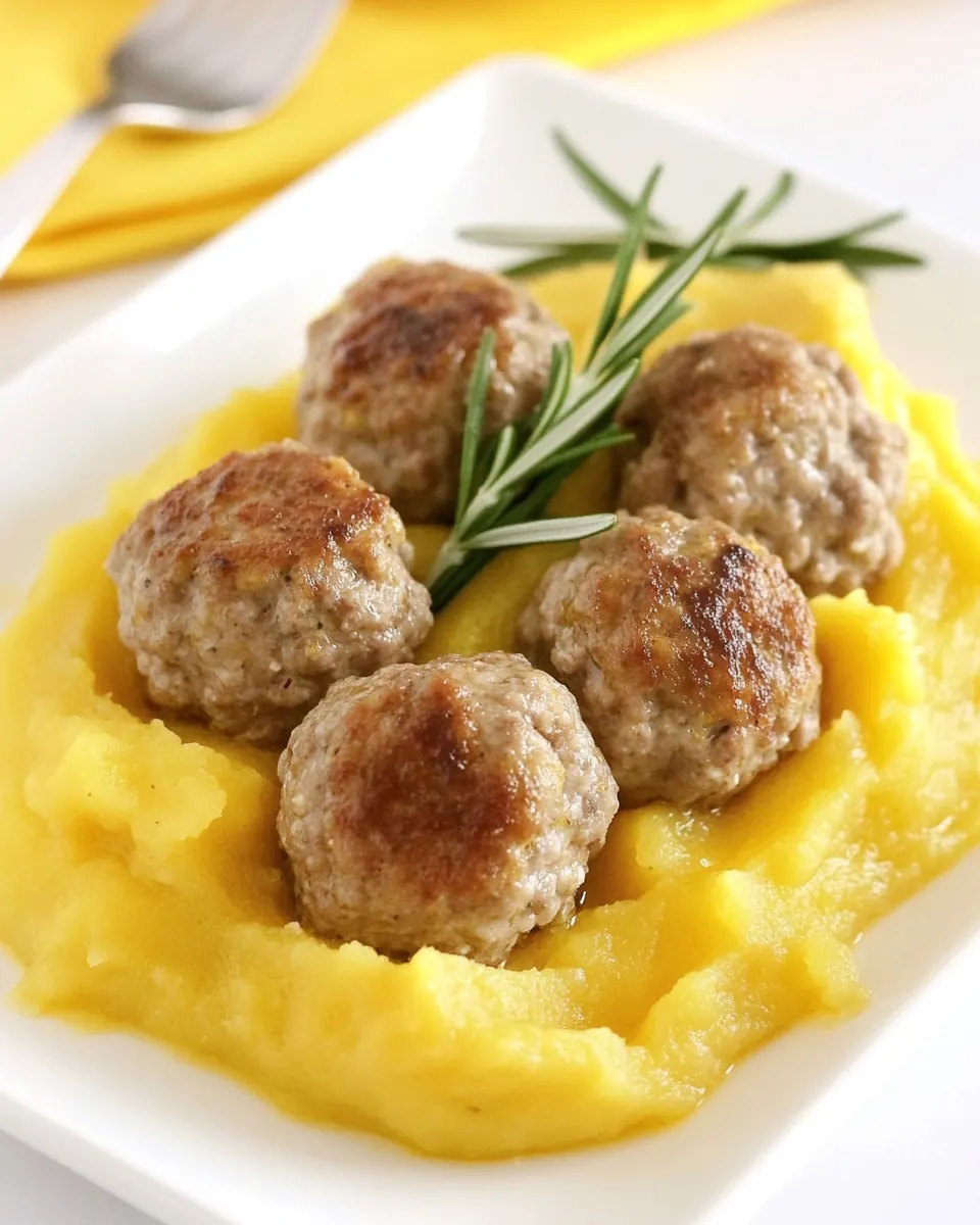 Rosemary Squash Meatballs with Squash Puree