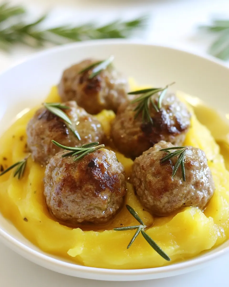 Rosemary Squash Meatballs with Squash Puree