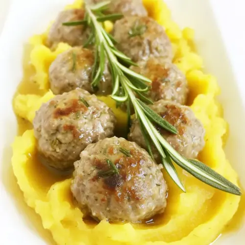 Rosemary Squash Meatballs with Squash Puree