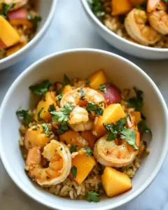 Saffron Shrimp Peach Rice Bowls