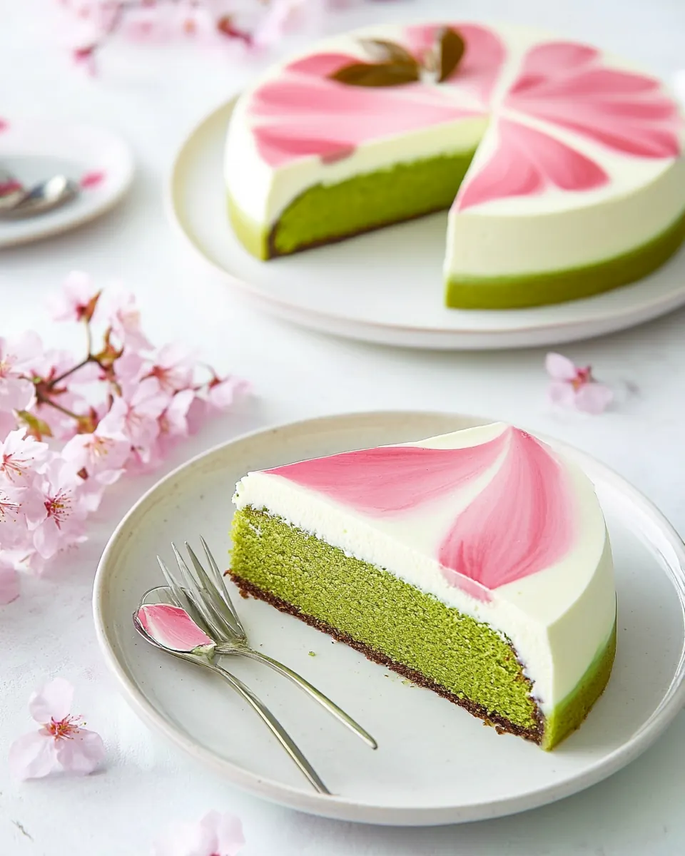 Sakura Matcha Mousse Cake