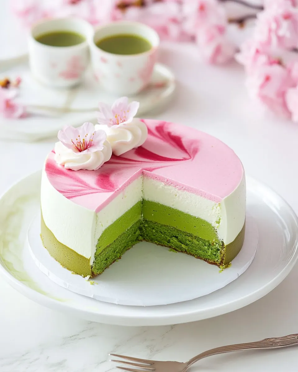 Sakura Matcha Mousse Cake
