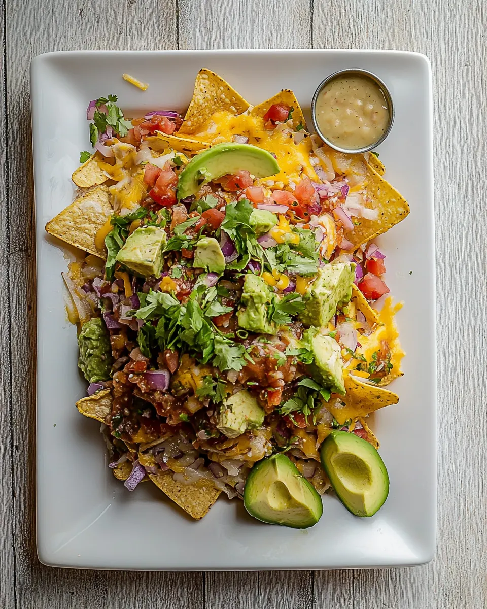 Salad nachos with home preserved zesty salsa