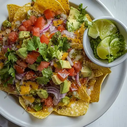 Salad nachos with home preserved zesty salsa