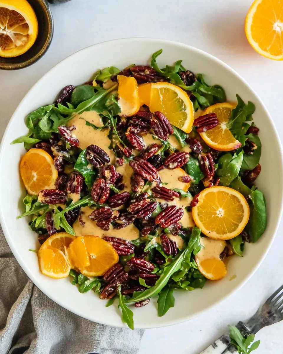Salad with Citrus Vinaigrette and Sugared Pecans
