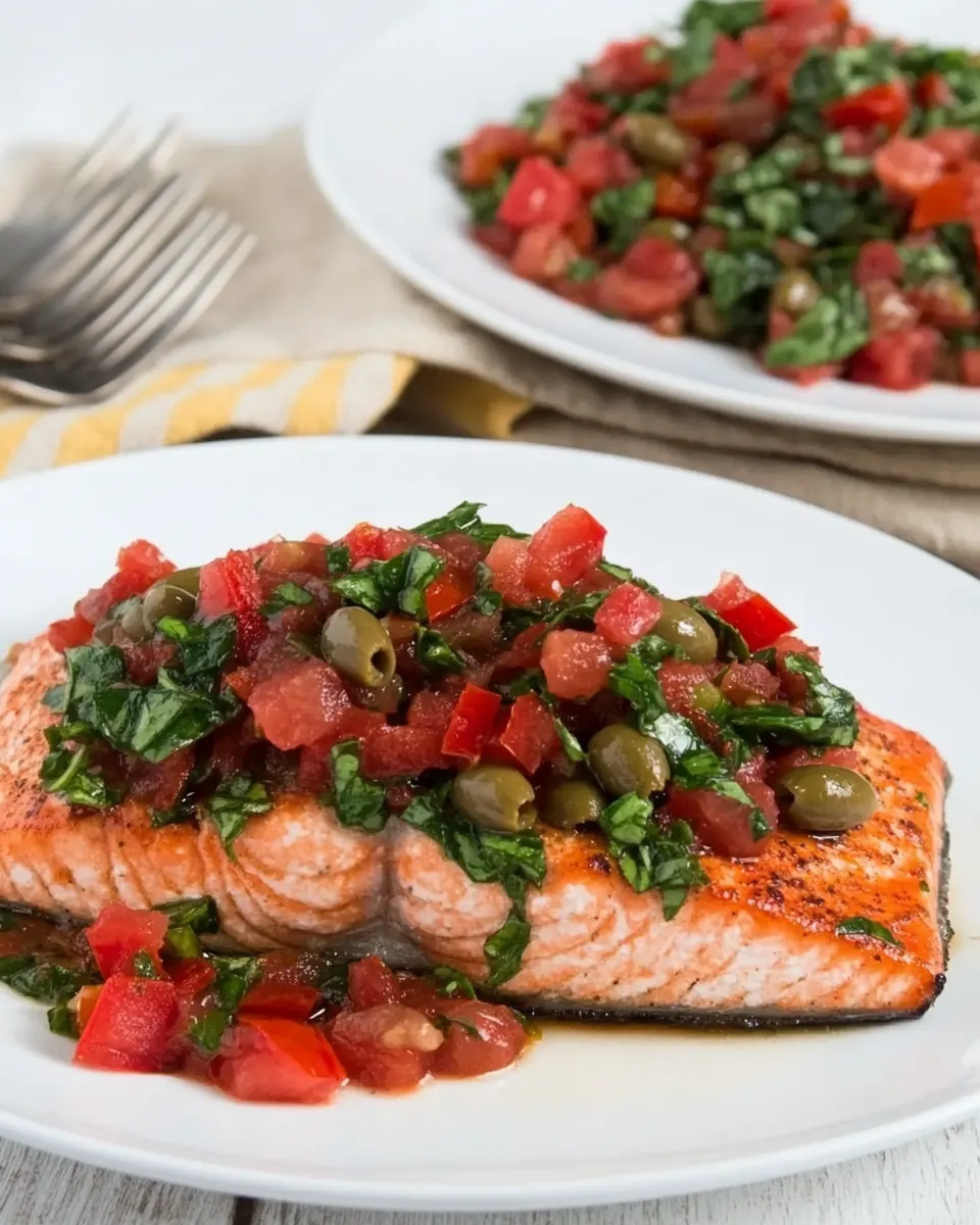 Salmon Recipe with Tomato Olive Relish