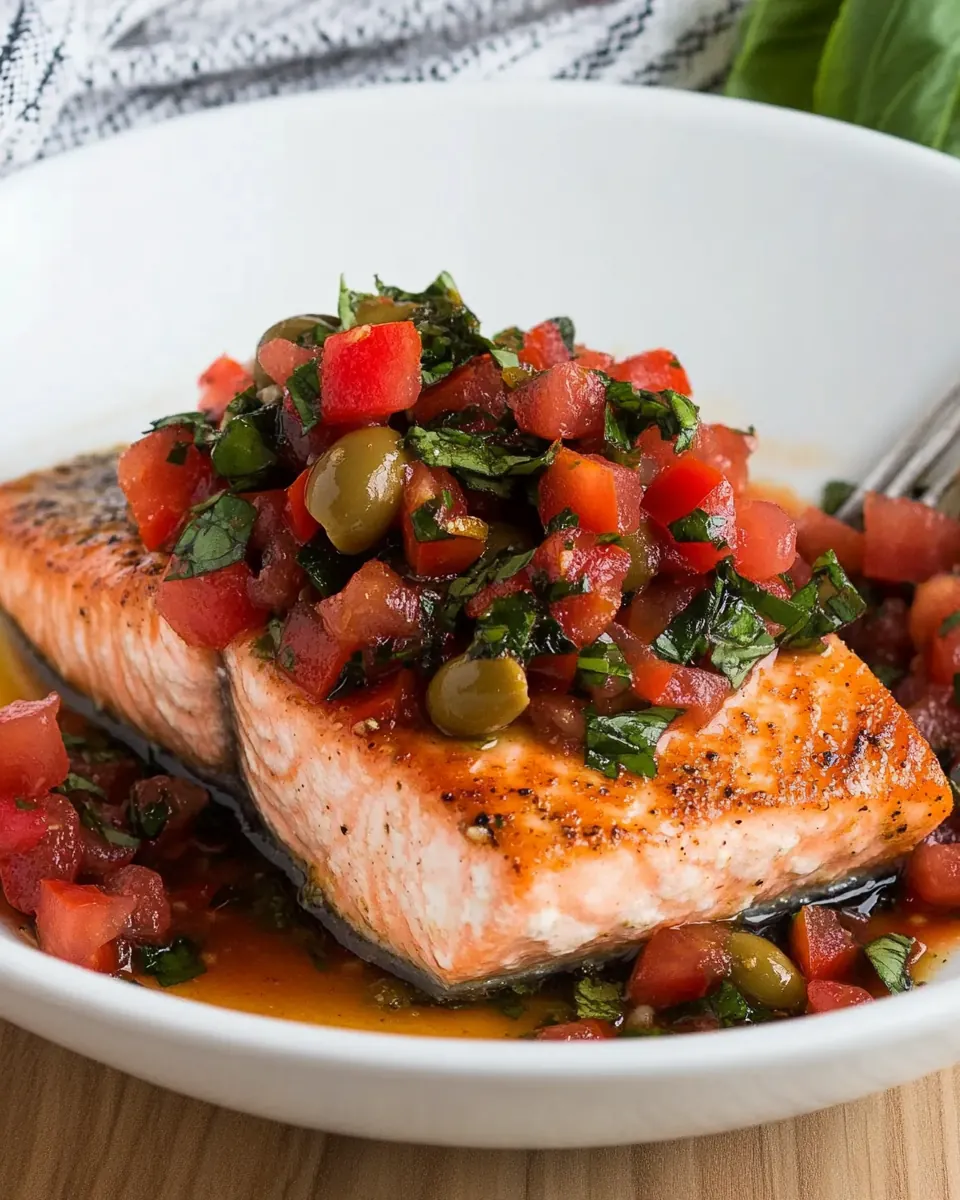 Salmon Recipe with Tomato Olive Relish