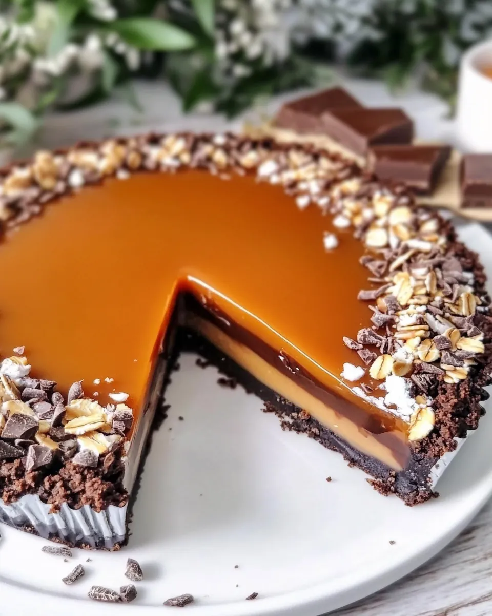 Salted Caramel Chocolate Tart with Almond Oats Crust