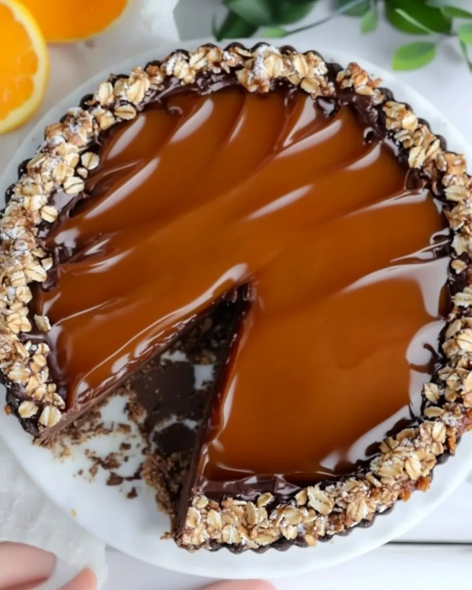 Salted Caramel Chocolate Tart with Almond Oats Crust