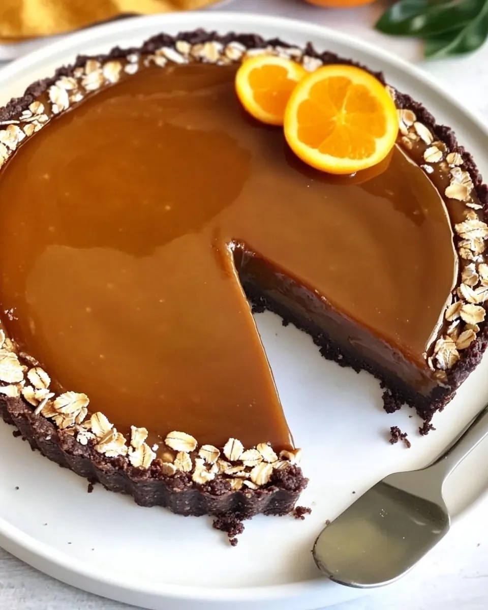 Salted Caramel Chocolate Tart with Almond Oats Crust