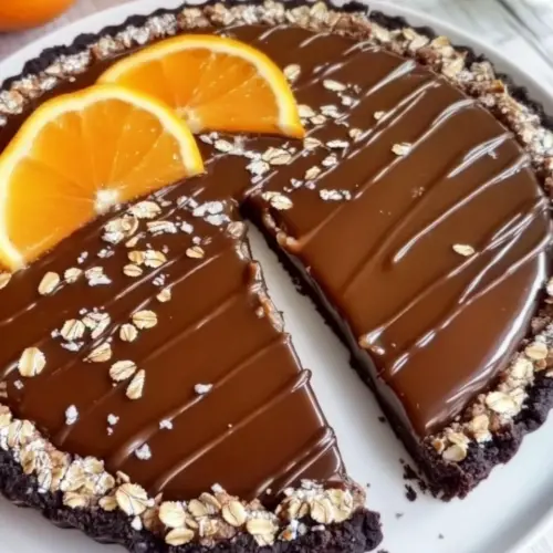 Salted Caramel Chocolate Tart with Almond Oats Crust