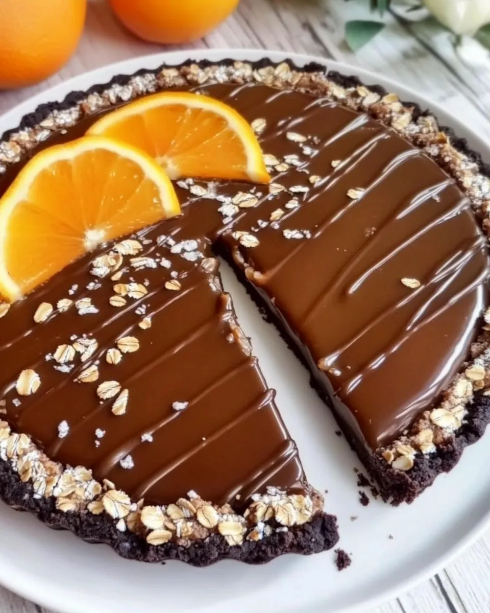 Salted Caramel Chocolate Tart with Almond Oats Crust