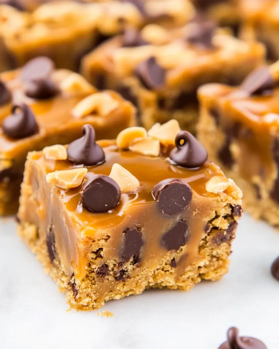 Salted Caramel Peanut Butter Chocolate Chip Bars
