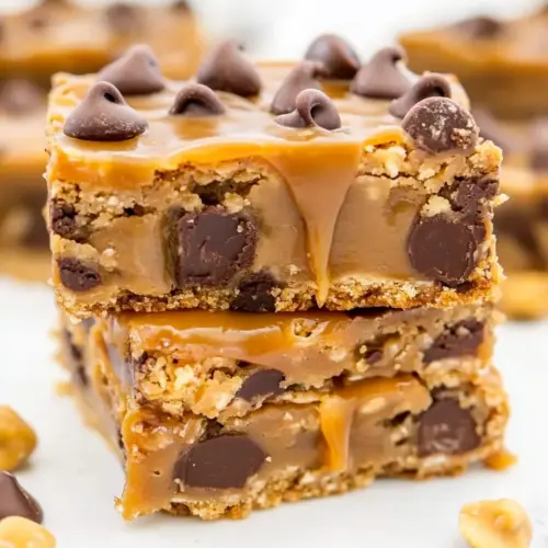Salted Caramel Peanut Butter Chocolate Chip Bars