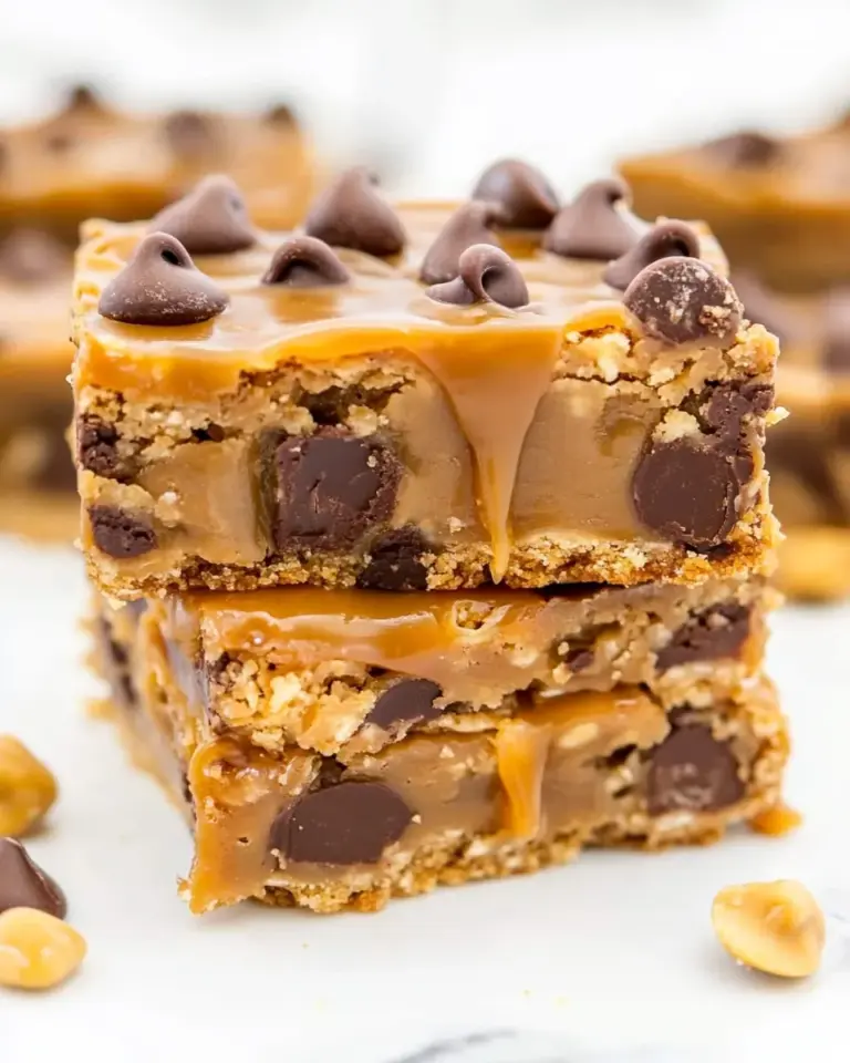 Salted Caramel Peanut Butter Chocolate Chip Bars