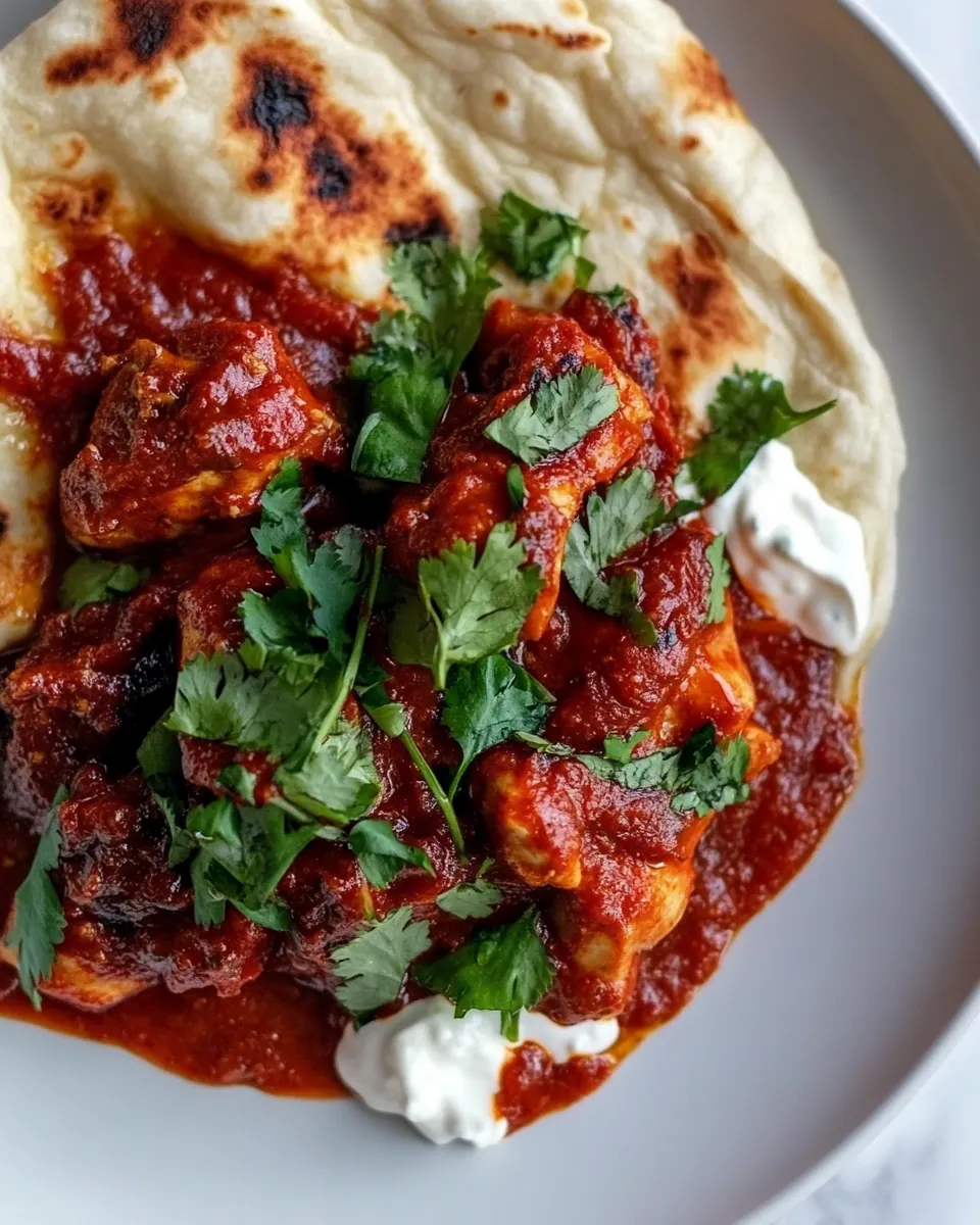 Saucy Indian Spiced Chicken with Naan