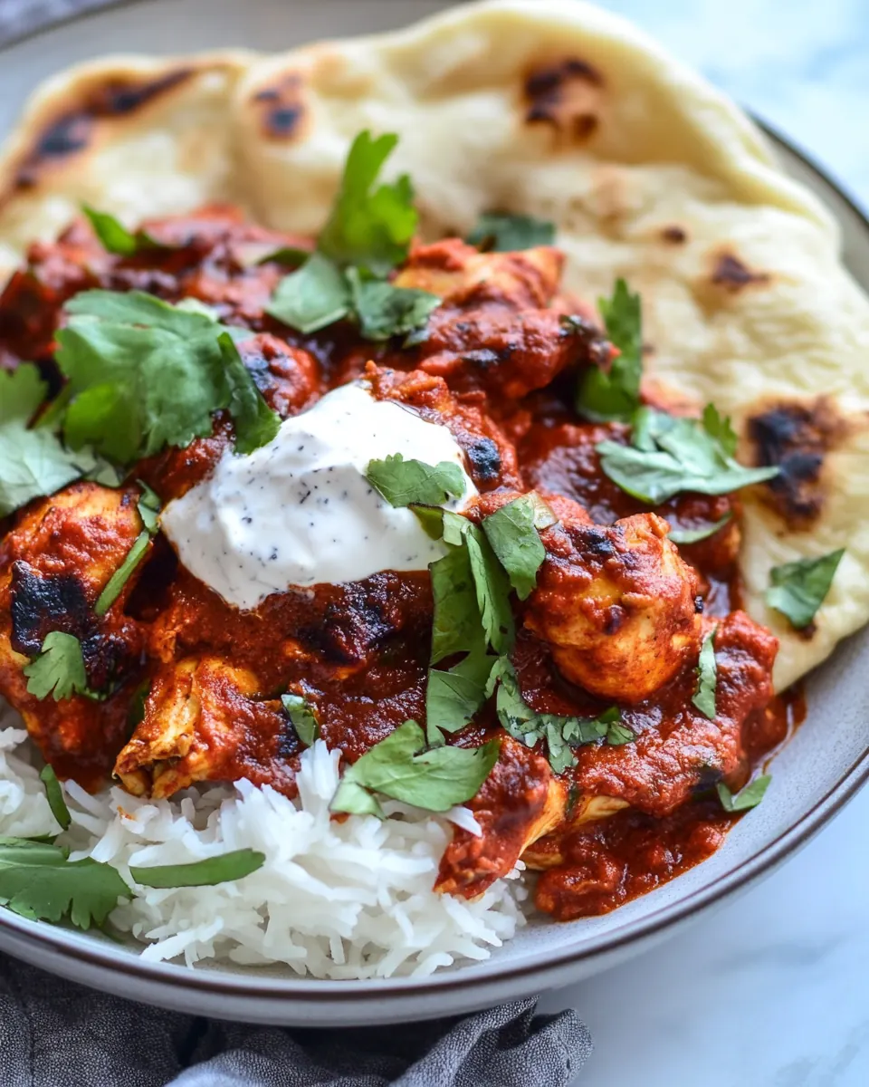 Saucy Indian Spiced Chicken with Naan