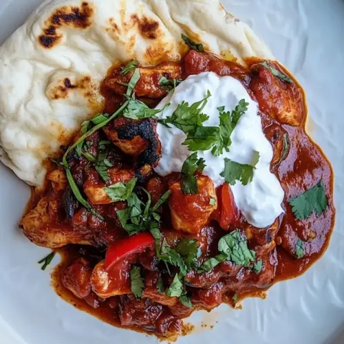 Saucy Indian Spiced Chicken with Naan