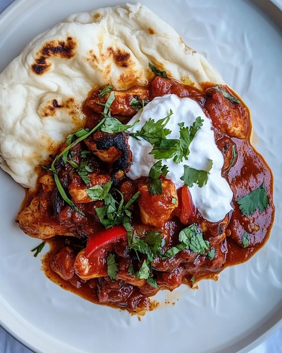 Saucy Indian Spiced Chicken with Naan