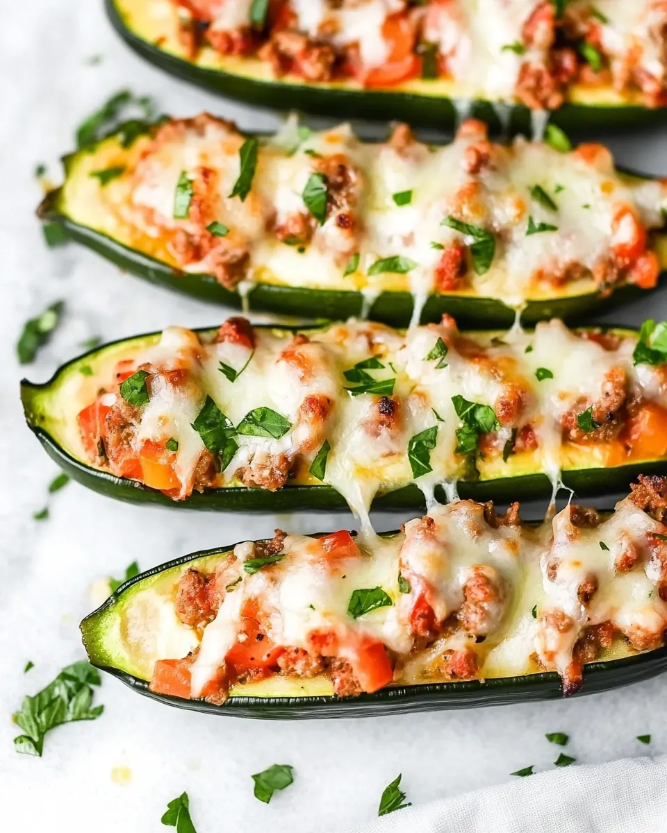 Sausage Stuffed Zucchini Boats