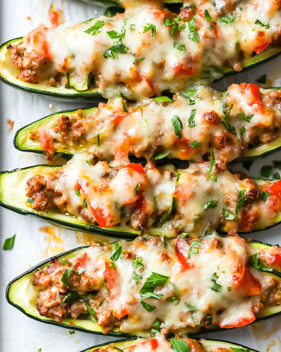 Sausage Stuffed Zucchini Boats