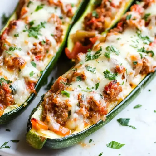 Sausage Stuffed Zucchini Boats