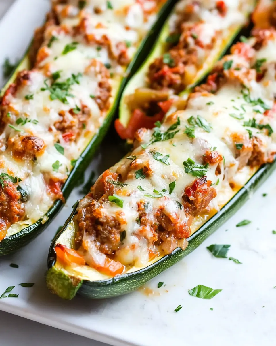 Sausage Stuffed Zucchini Boats