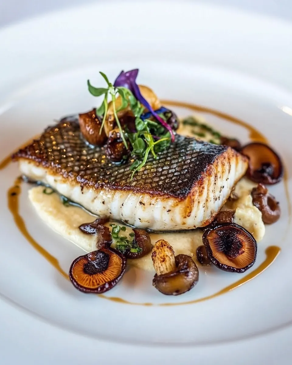 Sea Bass with Cauliflower Puree and Chanterelles