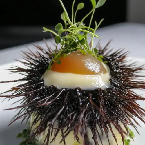 Sea Urchins in Acidulated and Aromatic Hollandaise Sauce over Yogurt