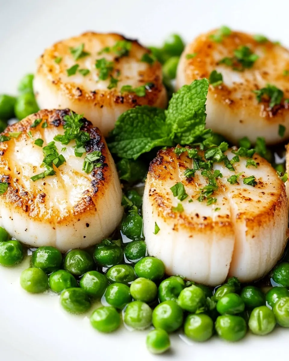 Seared Scallops With Peas and Mint