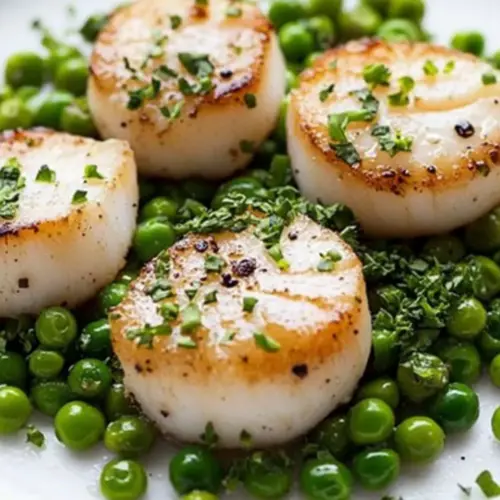 Seared Scallops With Peas and Mint