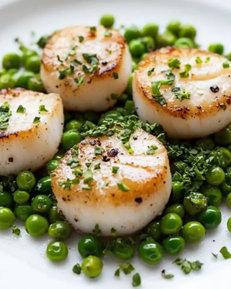 Seared Scallops With Peas and Mint
