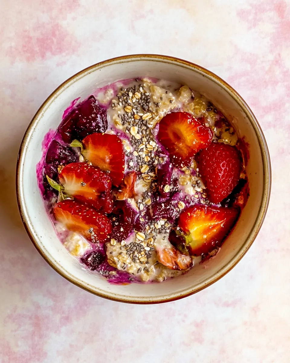 Seedy Rhubarb Strawberry Overnight Oats