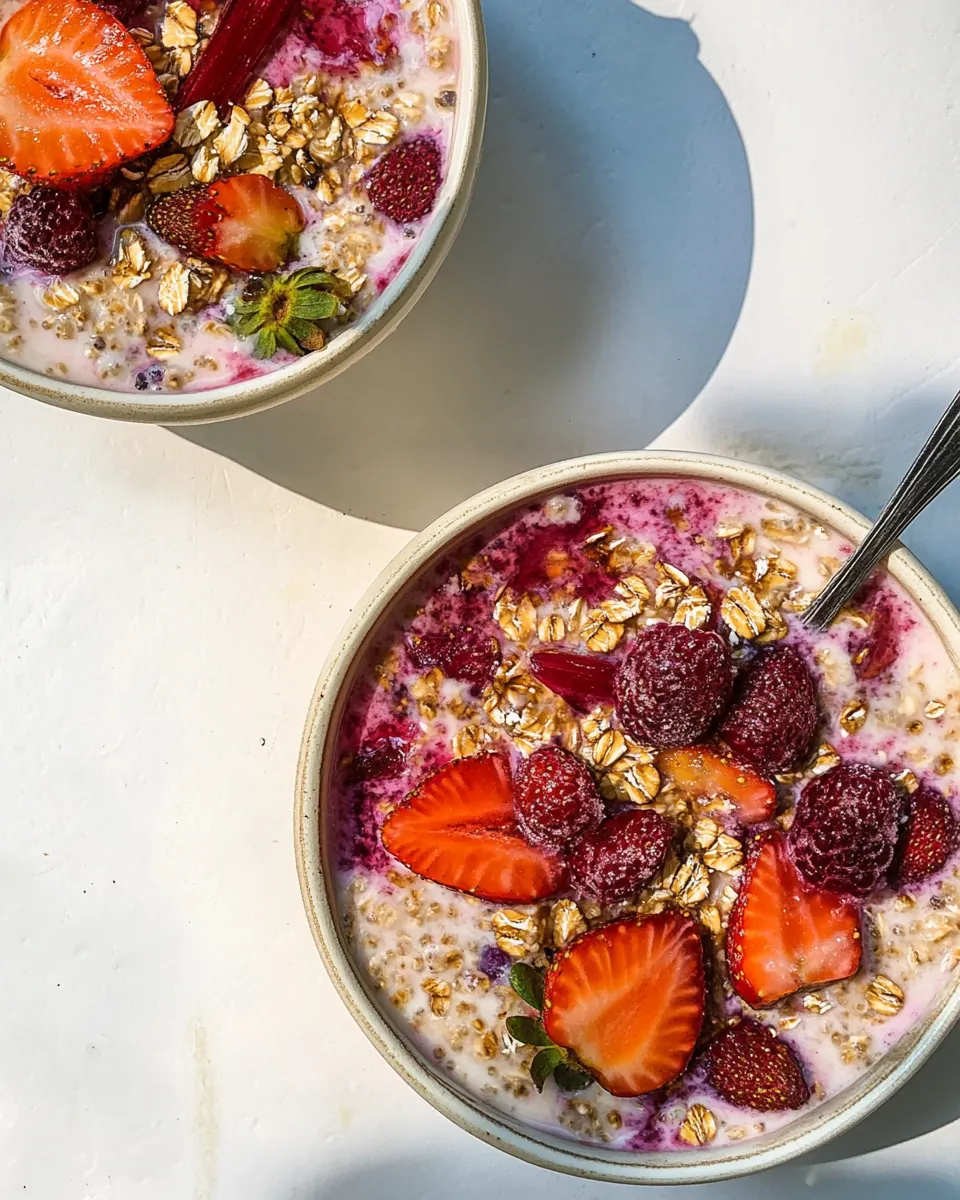 Seedy Rhubarb Strawberry Overnight Oats